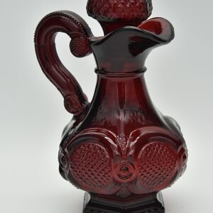 Elegant Red Glass Decanter Avon